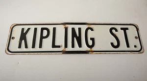 Kipling Street Porcelain Enamel Sign (M3R) Black White (JSF6) 24" by 6" Steel - Picture 1 of 10
