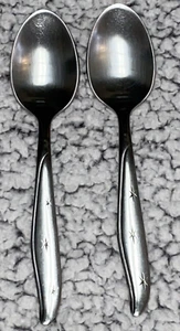 Lot 2 Stainless Mar Crest Mid Century Atomic Star 6” Spoons Citation Starburst - Picture 1 of 6
