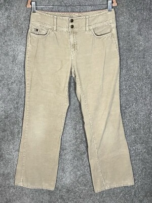 Pantalones de mezclilla Tommy Hilfiger de pana para mujer talla 6 bolsillos de algodón tostado corte bootcut Y2K Foto 1 de 4