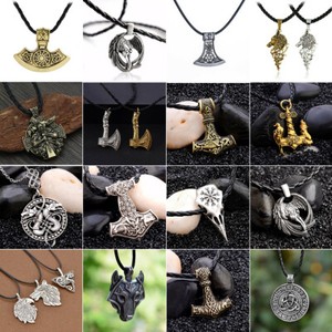 Vintage Necklace Norse Viking Celtic Knot Pendant Chain Women Men Jewelry Amulet