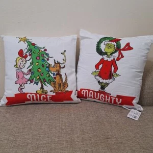 New Grinch themed throw pillows Christmas home decor 18x18 - Picture 1 of 5