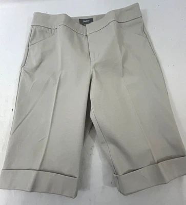 Neiman Marcus Sz 6 Cotton Spandex Gray Bermuda Double Hook Women's Cuff Shorts - Image 1 of 4