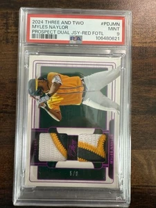 2024 Panini Three And Two Dual Patch FOTL Myles Naylor /6 PSA 9 Athletics - Picture 1 of 2