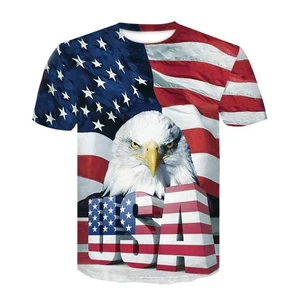 Men's American Flag 3D Print with The Eagle T-Shirt,Multicolored3,L - Picture 1 of 1