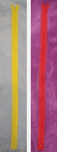 24" Nylon Coil Zipper Long Non-separating YELLOW or  FIRE ENGINE RED Cosplay - Picture 1 of 5
