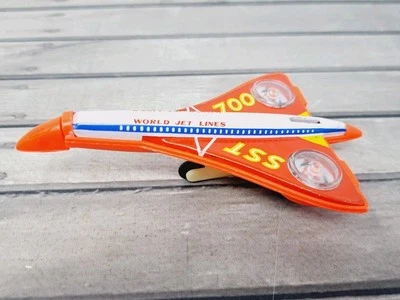 Tin CONCORDE Friction Toy World Jet Lines SST 700 DE COLECCIÓN Rojo Japón Avión Rosas Foto 1 de 4