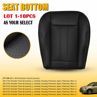Cubierta de asiento inferior 1-10X para Chrysler Town Country 2011 2012 13 14 2015 16 negra Foto 1 de 4