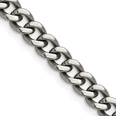 Titanium Polished 7.5mm Curb Chain Necklace 22" for Men's 25.8gm Foto 1 de 4