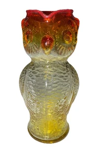 "Jarra de búho de vidrio Kanawha Amberina vintage de 5"" de alto naranja amarillo" - Imagen 1 de 6