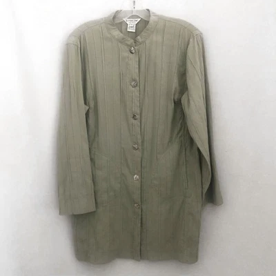 Chaqueta Citron Santa Monica Salvia Hasta la Rodilla Botón Delantero Pequeña Mediana Foto 1 de 4