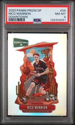 2020 Panini Prizm Draft Picks Downtown Nico Mannion NM PSA 8 - Image 1 of 2