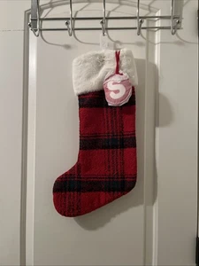 St. Nicholas Square 21" Plaid Christmas Holiday Stocking "S" Initial Multi-Color - Picture 1 of 13