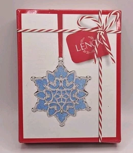 Lenox - Merry & Bright Clear "Snowflake" Ornament - Light Blue 4" New Open Box - Picture 1 of 4