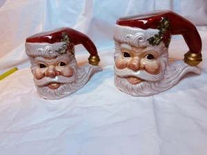 Tazza Babbo Natale 3d vintage Fitz & Floyd Omnibus dipinta a mano una sinistra - Foto 1 di 10