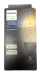 Philips Hue White Ambiance Smart Filament Bulb E12 Candelabra 40W Equivalent - Picture 1 of 4