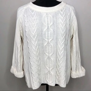 Coldwater Creek Chunky knit cream sweater sz L - Picture 1 of 5