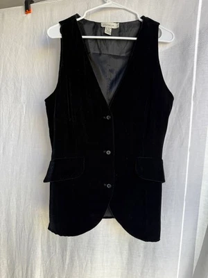 Chaleco Ann Taylor Vintage Terciopelo Negro Para Mujer Talla 8 Rayón Mezcla Seda Clásico Foto 1 de 4