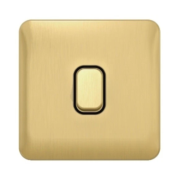 SCHNEIDER LISSE GGBL1012BSBS,1 GANG 2 WAY LIGHT SWITCH.SATIN BRASS BLACK INT - Image 1 of 1