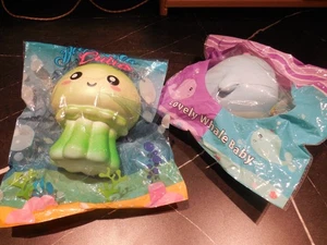 Lot of  2 Deep Sea Cuties Jellyfish Whale Baby Squishy Slow Rise Little Tiger - Picture 1 of 4