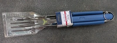 BNWT 3 Piece BBQ Tool Set. Blue Handles - Image 1 of 2