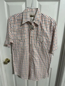 Express Rider Pearl Snap Western Shirt Size Medium Orange And Blue Check NEW - Picture 1 of 4