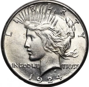 Dólar de plata Paz 1924-S elección BU+ FECHA CLAVE ¡Escaso este bonito! Moneda de coleccionistas - Imagen 1 de 18