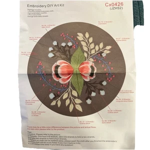 Embroidery DIY Art Kit Cx0426 Needlework Flowers Thread & Fabric New - Picture 1 of 4