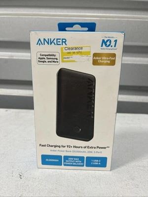 Anker - Portable Charger /Power Bank (20000mAh, 20W, 3-Port) - Black  NEW sealed - Image 1 of 4
