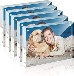 Acrylic Picture Frame Magnet Double Sided 12+12MM Plexiglass Clear 4x6 5x7 8x10" - Picture 1 of 50