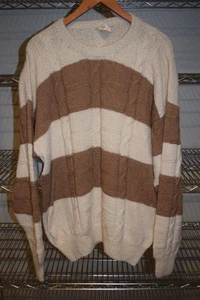 Peru Made 100% Alpaca Wool Handknit Striped vtg Sweater XL Lg/XL - Picture 1 of 4