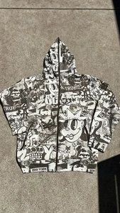 Y2K Zoo York Zip Hoodie All Over Print NYC Streetwear Size L - Picture 1 of 4