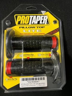 Pro Taper Pillow Top Lite GRY/BLK/RED Handlebar Hand Grips 024884 - Image 1 of 2
