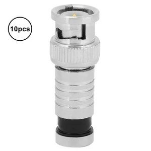 10pcs Compression Male Connector FR Coaxial Q9 Adapter For RG59 CCTV Systems. - Zdjęcie 1 z 7