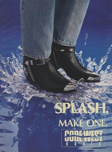 1989 Code West Footwear / Boots - "Splash. Make One" - Wasser - Print Werbefoto - Bild 1 von 1