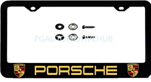 (ONE) License Plate Frame Stainless Steel Vinyl Lettering FOR porsche - Foto 1 di 3
