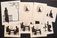 Vintage 1930s Large Lot Wallace Nutting Silhouettes Cards Art Print Studio Name
