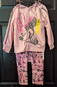 Girls 5 Disney Minnie Mouse Pink Outfit Set Hoodie Leggings Shirt NWT - Picture 1 of 7