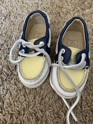 Janie & Jack Boat Shoes Loafers Blue/White/Yellow Sz 5 Foto 1 de 4