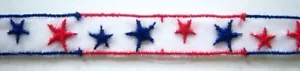 9 Yds. Vintage White 1/2" Tricot/Red/Blue Stars Embroidered Lace ES-119 - Picture 1 of 1