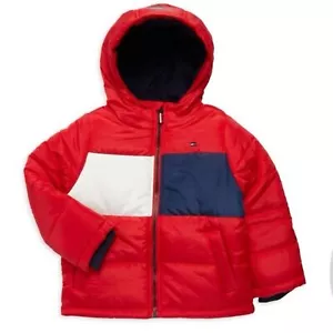 TOMMY HILFIGER Little Boy's Logo Colorblock Hooded Puffer Jacket NWT 18 months - Picture 1 of 7