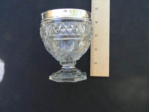 MATTHEW BOULTON GEORGIAN SILVER/GLASS OPEN MASTER SALT Cover