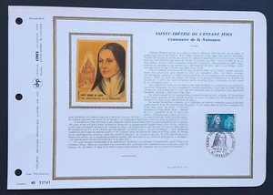 Feuillet DAP 1er jour 82 Soie 1973 Sainte Thérèse de l'enfant Jésus  - Picture 1 of 1