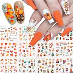 3D Nagel Sticker Nail Art Helloween Herbst Kürbis Selbstklebend Aufkleber - Bild 1 von 2