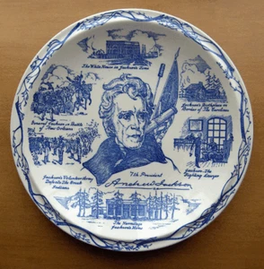 Vernon Kilns President Andrew Jackson collector plate~Ultra shape~Blue~NR - Picture 1 of 4