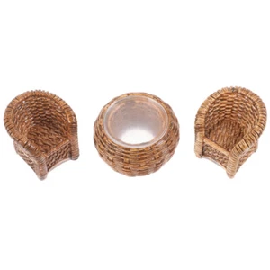 Bamboo Furniture Ornaments Dollhouse Accessories Miniature Table Chairs Baby - Picture 1 of 12