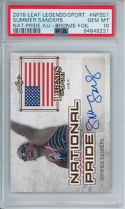 2015 Leaf Legends of Sport #NPSS1 Auto Bronze Foil Summer Sanders PSA 10 Pop 1