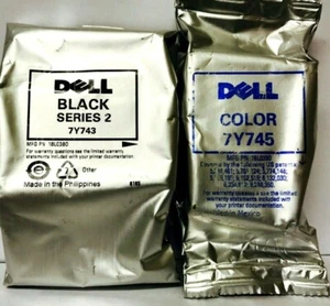 Nuevos cartuchos de tinta originales Dell serie 2 BC 7Y743 7Y745 - Imagen 1 de 1