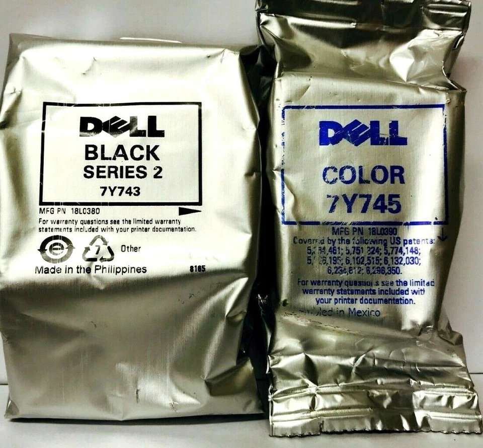 New Genuine Dell Series 2 BC Ink Cartridges 7Y743 7Y745 - Image 1 of 1