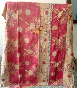 Vintage Indian Kantha Quilt Bedding Coverlet Reversible Bedspread Blanket Throw - Picture 1 of 2