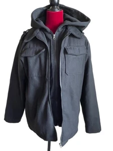 IXTREME Outfitters Double Zip Hood Jacket Coat Pockets SZ 18Y Teens Unisex Black - Picture 1 of 12